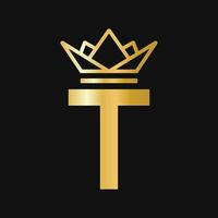 Letter T Crown Logo. Crown Logo for Beauty, Fashion, Star, Elegant, Luxury Sign vector