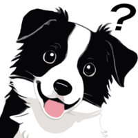 AI generated border collie puppy illustration cartoon cute tilt head meme png