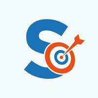 Letter S Arrow Target Logo Combine with Bow Target Symbol vector