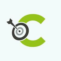 Letter C Arrow Target Logo Combine with Bow Target Symbol vector