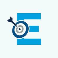 Letter E Arrow Target Logo Combine with Bow Target Symbol vector
