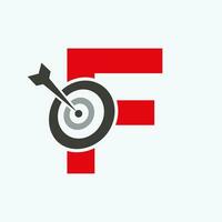 Letter F Arrow Target Logo Combine with Bow Target Symbol vector