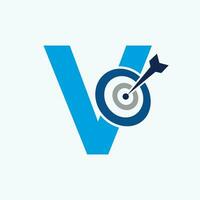 Letter V Arrow Target Logo Combine with Bow Target Symbol vector