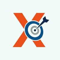 Letter X Arrow Target Logo Combine with Bow Target Symbol vector