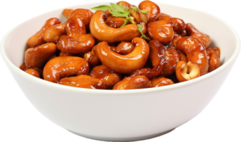 AI generated roasted cashew nut in bowl png