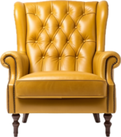 AI generated old vintage yellow armchair png