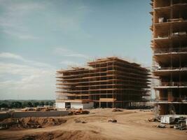 ai generado oficina construcción en progreso. industrial edificio con andamio foto