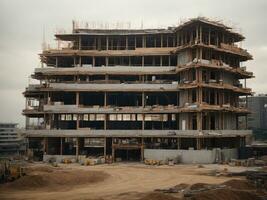 AI generated Engineering Excellence. Scaffolding in the Construction of Office Buildings photo