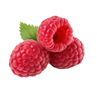 AI generated Raspberry with leave on transparent background png