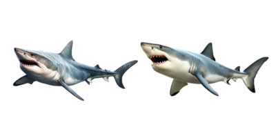 AI generated Set of Shark with open jaws closeup on transparent background png