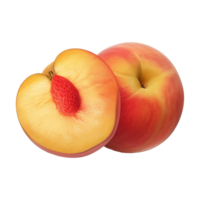 AI generated Fresh peach and split isolated transparent background png