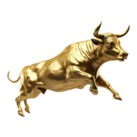 AI generated Gold bull on transparent background png