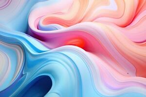 AI generated Abstract background with blue, pink, orange and red swirls. Liquid flowing paint.. Ideal for use as a background for websites, presentations, or advertisements photo