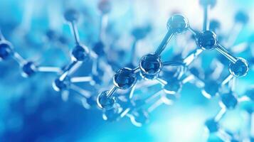AI generated Molecular structure of water. Chemical Bonds. Abstract atomic Structures in a Futuristic Design. Science or medical background. Copy Space. Ideal for educational and scientific materials. photo
