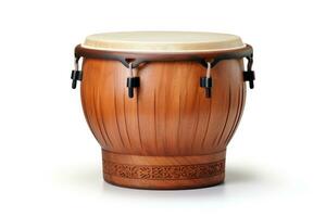 AI generated Bongo drum isolated on a white background. Traditional percussion musical instrument of Afro-Cuban and Latin American culture. Perfect for musical themes, rhythm concepts, photo