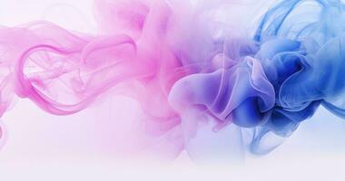 AI generated blue purple, pink and white powdered smoke isolated background photo