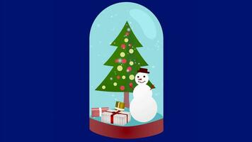 geanimeerd sneeuwman binnen een Kerstmis koepel video