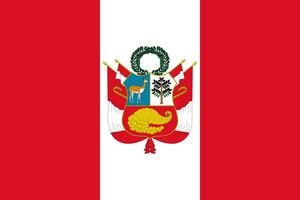 The official current flag and coat of arms of Republic of Peru. State flag of Peru. Illustration. photo