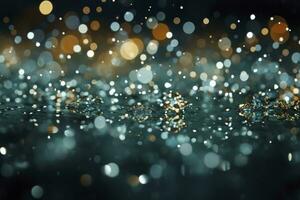 AI Generated Capturing the enchantment of Christmas, photo showcases a mesmerizing bokeh of snowflakes against a light background