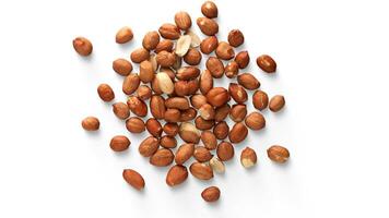 Organic Roasted Peanuts. Isolated Nut Snack Concept. Healthy, Delicious, and Crunchy Seeds photo