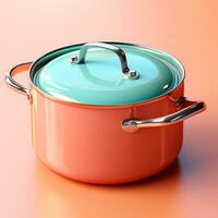 AI generated Enameled bright pan on isolated background, cooking soup - AI generated image photo