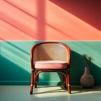 AI generated Bright stylish handmade chair, standing chair alone - AI generated image photo