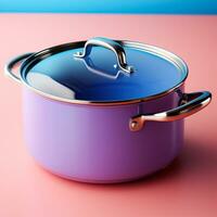AI generated Enameled bright pan on isolated background, cooking soup - AI generated image photo
