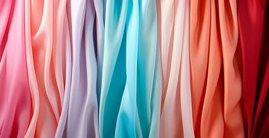 AI generated Colored silk fabric, panoramic background - AI generated image photo