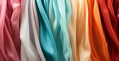 AI generated Colored silk fabric, panoramic background - AI generated image photo