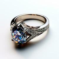 AI generated Platinum ring with precious stones, jewelry 850, 900, 950 - AI generated image photo