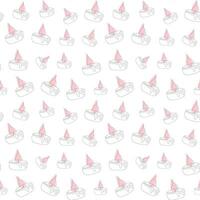 Seamless pattern of pink burning scented candles on a white background. Continuous one line drawing. Ideal for print, textile, wrapping paper, postcard, aromatherapy, relaxation design, background vector