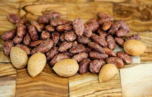 fresh brown almonds prunus dulcis for baking photo