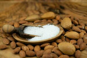 fresh brown almonds prunus dulcis for baking photo