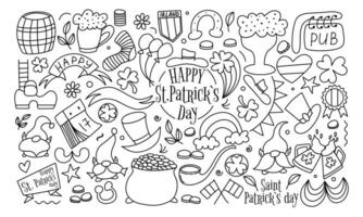 St. Patrick s day vector doodle set isolated on white background. Design element