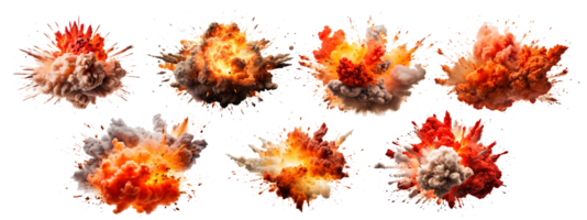 AI generated A group of explosion isolated on a transparent background. png