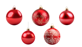 AI generated Vibrant Red Christmas Ornament Ball Isolated on transparent Background png