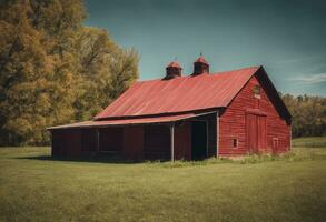 AI generated Weathered Elegance The Timeless Charm of the Vintage Red Barn photo