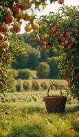 ai generado otoño cosecha sinfonía un generosidad de jugoso manzanas foto