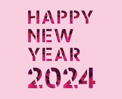 Happy New Year 2024 Abstract Purple Graphic Design Vector Logo Symbol Illustration With Pink Background