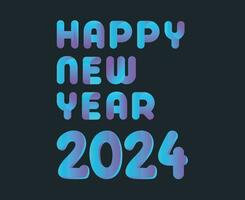 Happy New Year 2024 Abstract Cyan Graphic Design Vector Logo Symbol Illustration With Black Background