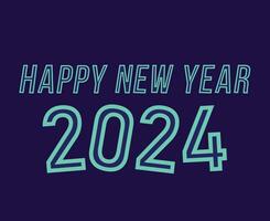 Happy New Year 2024 Abstract Cyan Graphic Design Vector Logo Symbol Illustration With Blue Background