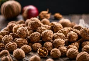 AI generated Autumn's Nutty Delight A Walnut Close Up photo