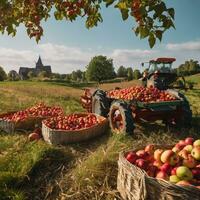 AI generated Autumn Harvest Symphony A Bounty of Juicy Apples photo