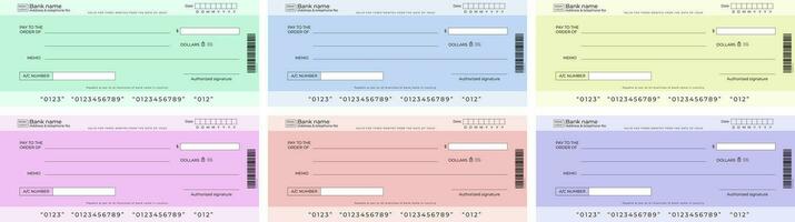 editable blank bank cheque and checkbook cheque template design set vector