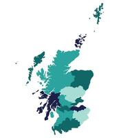 Scotland map. Map of Scotland in administrative regions in multicolor vector