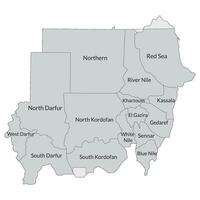 Sudan map. Map of Sudan in administrative states in grey color vector