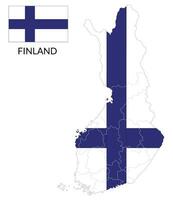 Finland map. Map of Finland with Finland flag vector