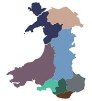 Wales map. Map of Wales divided into main regions vector