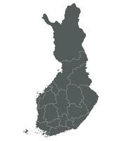 mapa de Finlandia. Finlandia provincias mapa en gris color vector