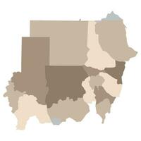 Sudan map. Map of Sudan in administrative states regions in multicolor vector